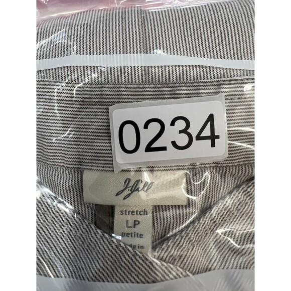 J Jill Women's Brown White Stripe Button Up Lightweight Jacket Size L Petite - Picture 10 of 10